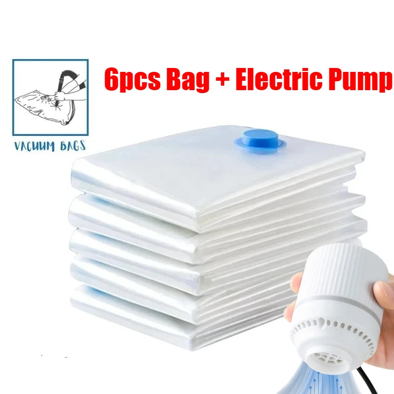 6PCS Vacuum Bag With Valve or Pump for Clothes