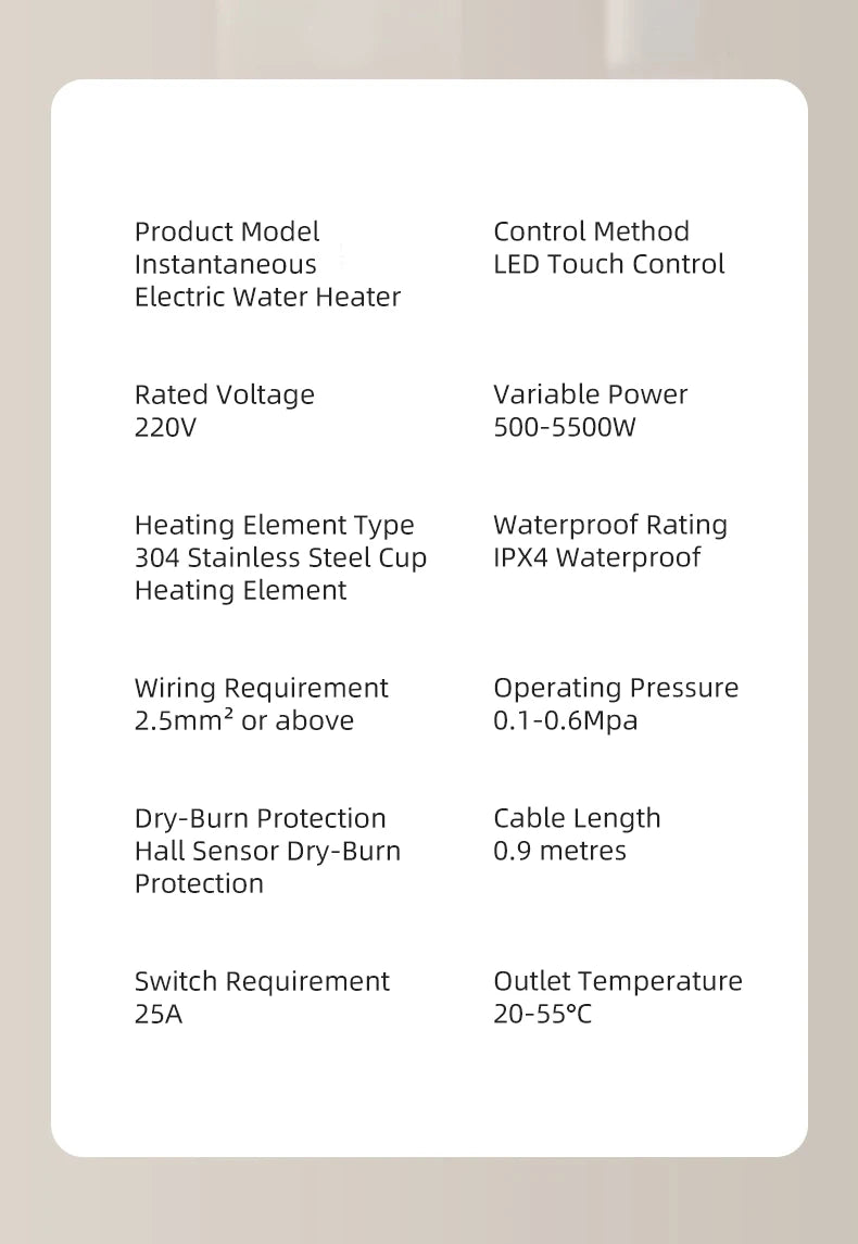 Smart Inverter Electric Instant Water Heater