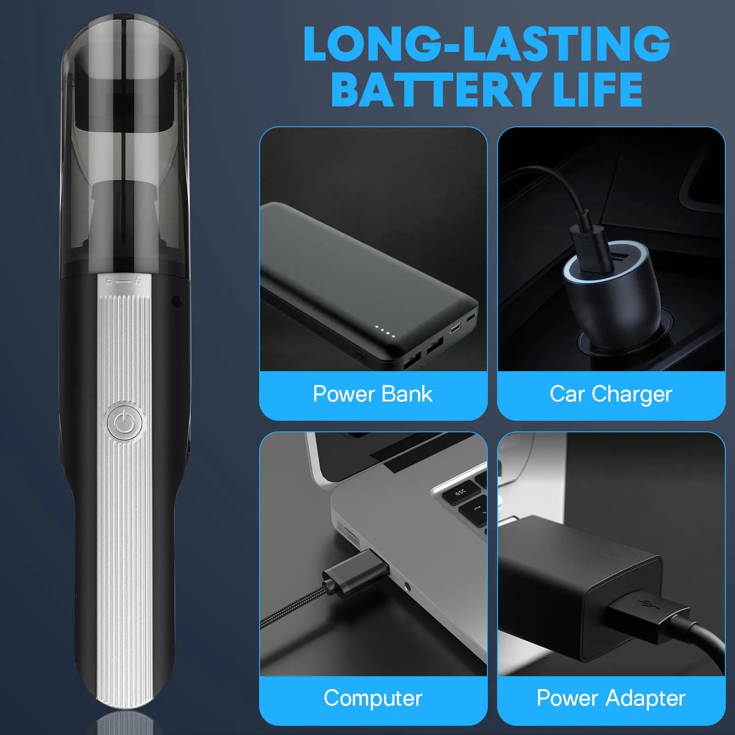 Handheld Car Vacuum Cleaner Rechargeable Cordless