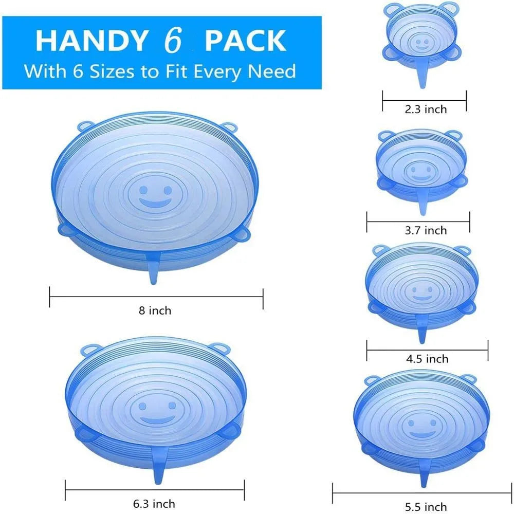 6 Pcs Silicone Cover  Stretch Lids for Kitchen