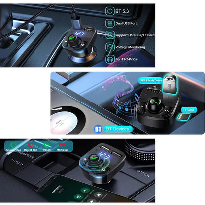 Bluetooth FM Transmitter Hands-Free Calling Radio Receiver Mp3 Music Stereo Adapter
