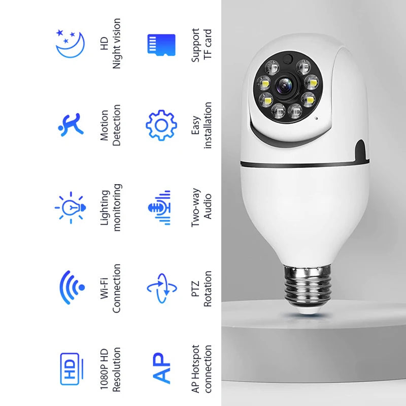 Smart Home 2.4G E27 Bulb Wifi Surveillance Camera HD