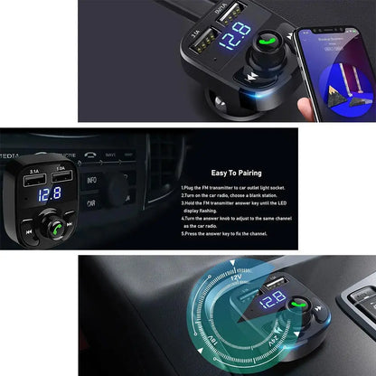 Bluetooth FM Transmitter Hands-Free Calling Radio Receiver Mp3 Music Stereo Adapter