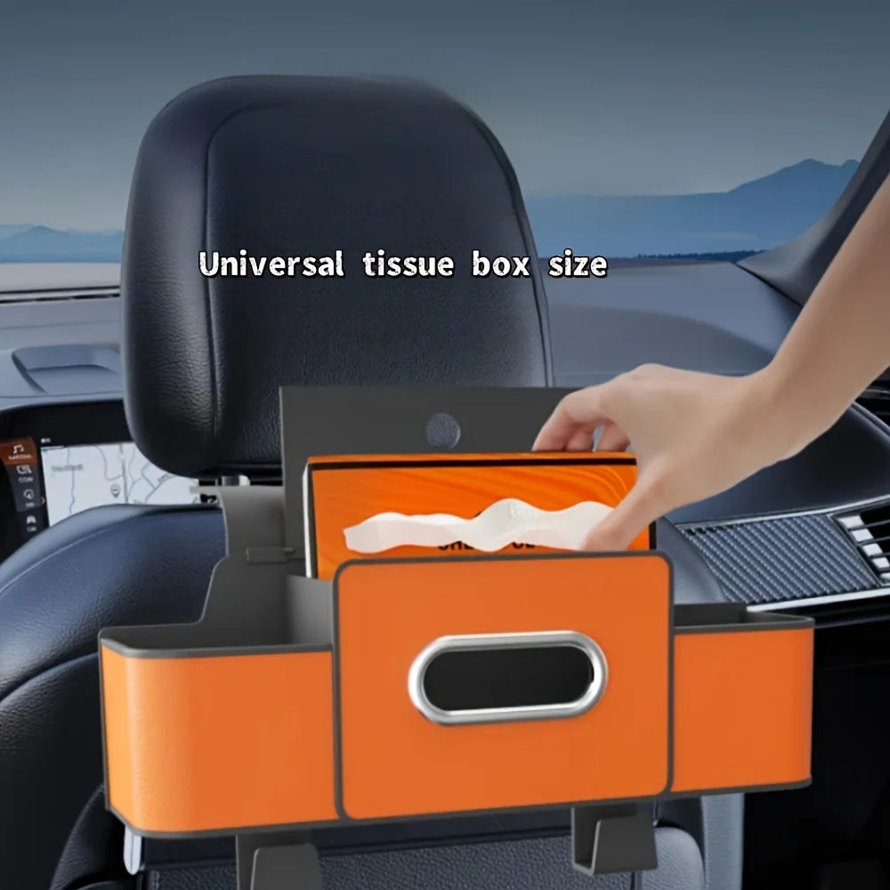 Car Seat Organizer with ABS Box & Tissue Holder