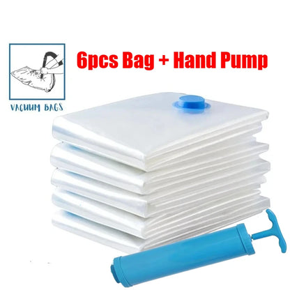 6PCS Vacuum Bag With Valve or Pump for Clothes