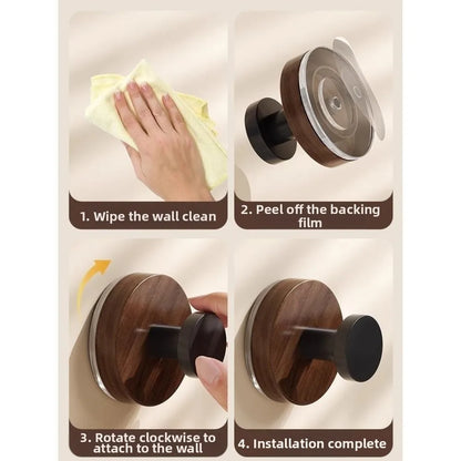 12pcs No-Drill Design Imitation Wood Door Hook