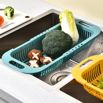 Adjustable Sink Rack Telescopic Drain Rack Vegetable Drain Basket