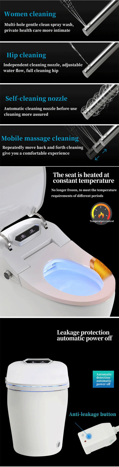 Fully Automatic Self Clean Toilet Seat Public English Voice Playback
