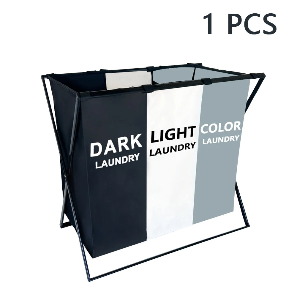 3 Sections Divided Laundry Basket Large