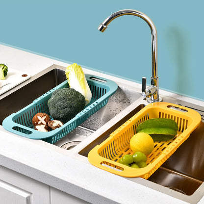 Adjustable Sink Rack Telescopic Drain Rack Vegetable Drain Basket