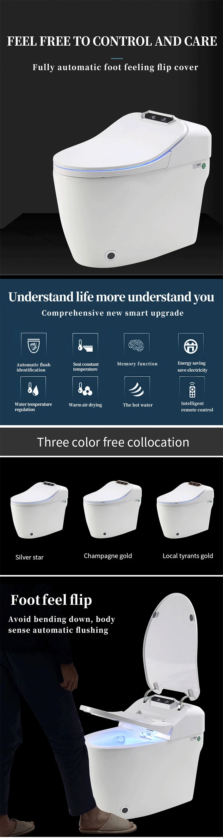 Fully Automatic Self Clean Toilet Seat Public English Voice Playback