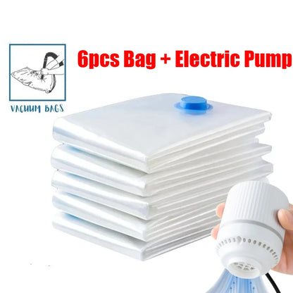 6PCS Vacuum Bag With Valve or Pump for Clothes