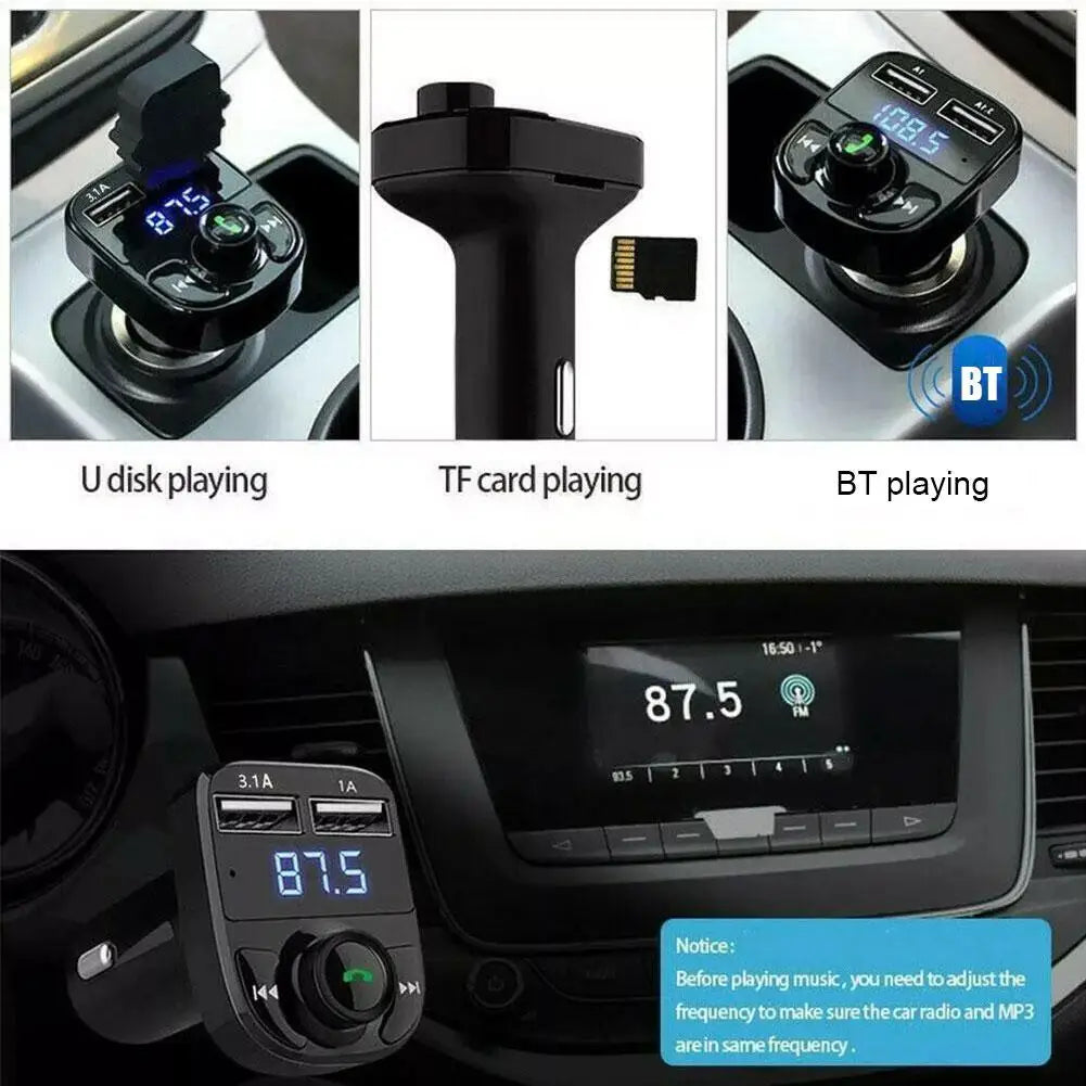 Bluetooth FM Transmitter Hands-Free Calling Radio Receiver Mp3 Music Stereo Adapter