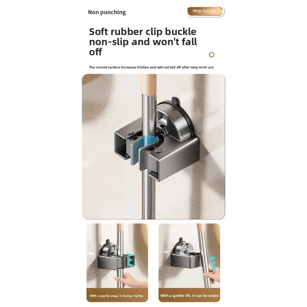 Broom Bathroom Mop Hook Suction Cup Wall Mounted
