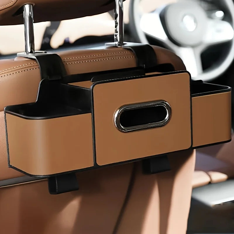 Car Seat Organizer with ABS Box & Tissue Holder