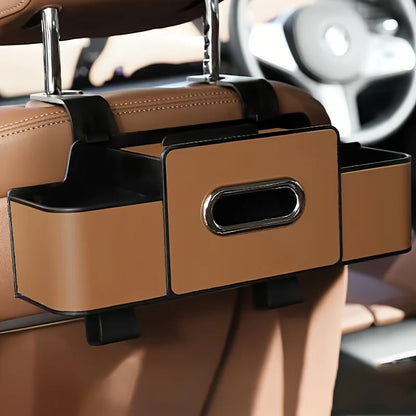 Car Seat Organizer with ABS Box & Tissue Holder