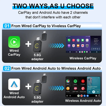 2 in 1 Mini Wireless CarPlay Adapter
