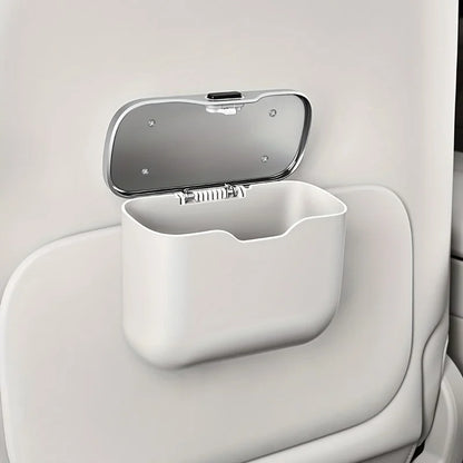 Multifunctional Car Trash Can with Lid Button