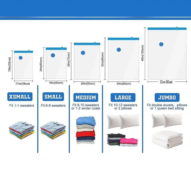 6PCS Vacuum Bag With Valve or Pump for Clothes