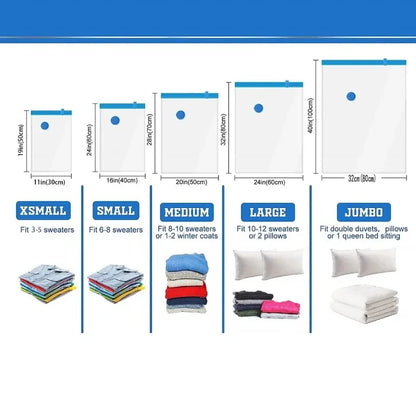 6PCS Vacuum Bag With Valve or Pump for Clothes