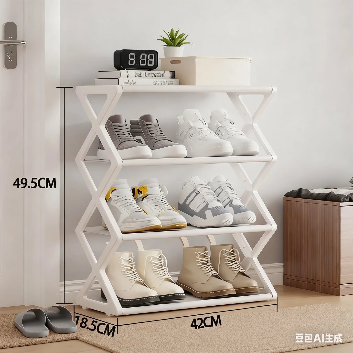 Large Capacity & Easy Assembly Space - Saving Z - Type Shoe Rack