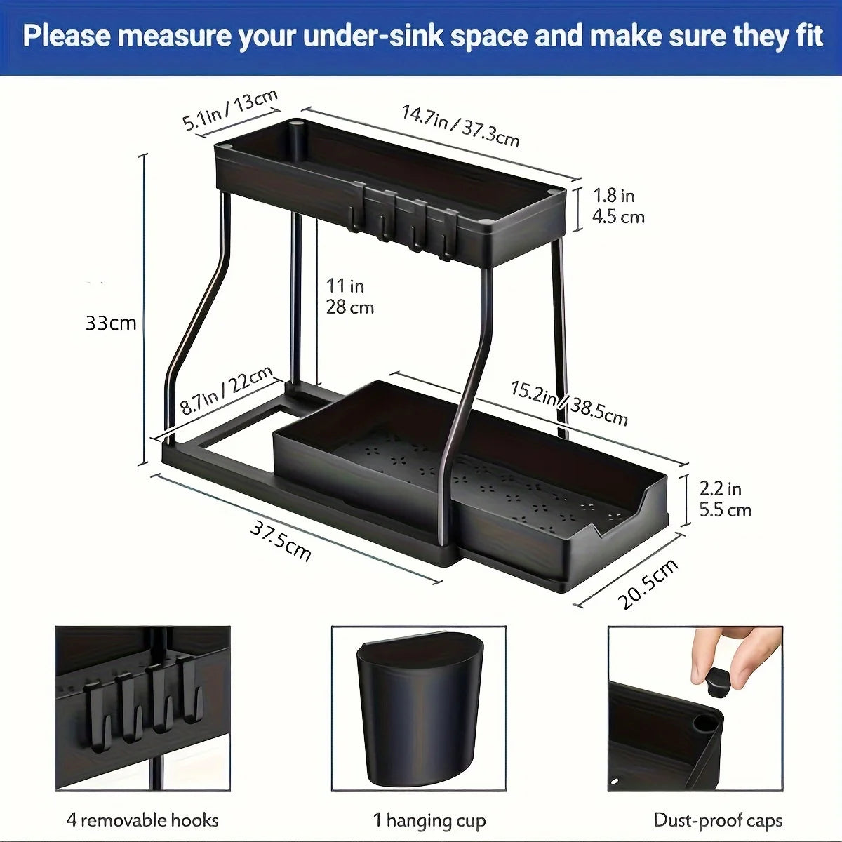 Space Saving 2 Tier Pull Out Storage Box