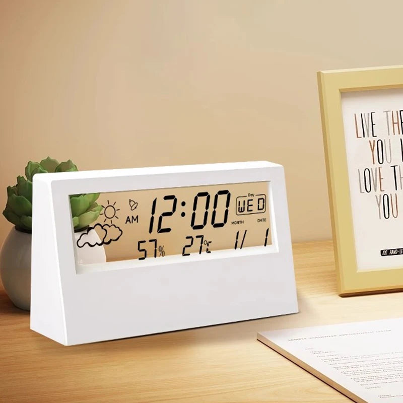 Smart Home Weather Station with Alarm Clock, LED Digital Thermometer