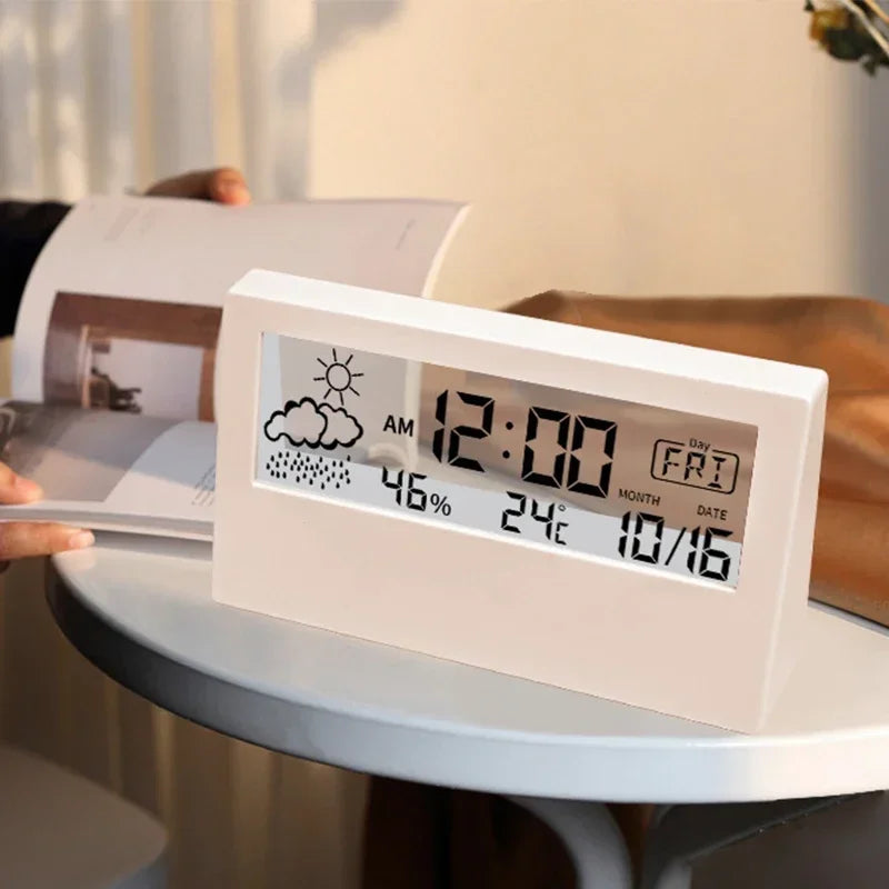 Smart Home Weather Station with Alarm Clock, LED Digital Thermometer