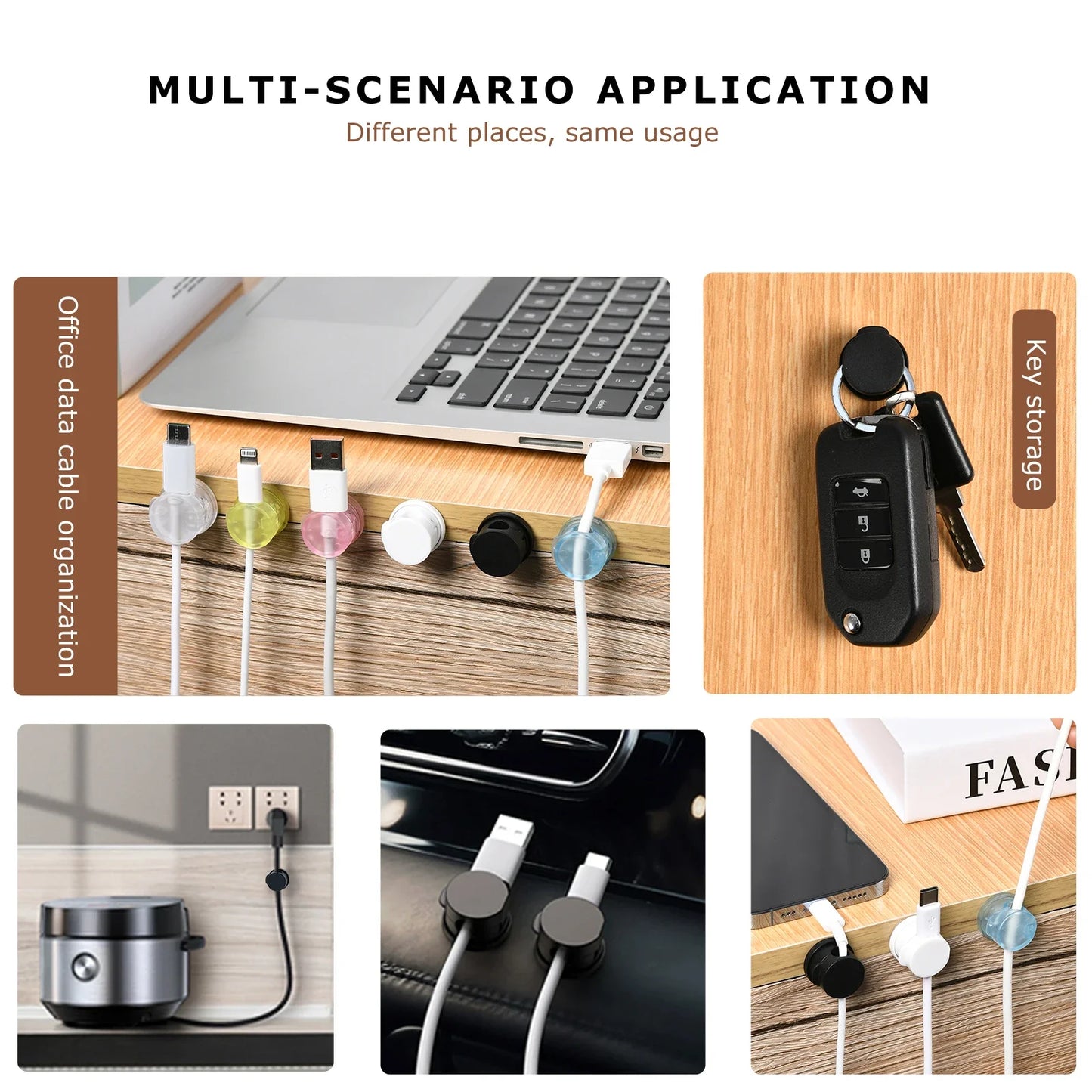 1/6/12PCS Magnetic Cable Clip Strong Bonded