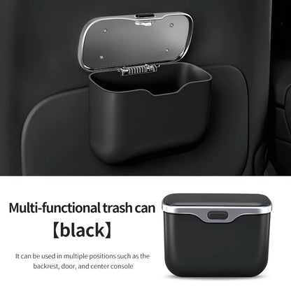 Multifunctional Car Trash Can with Lid Button