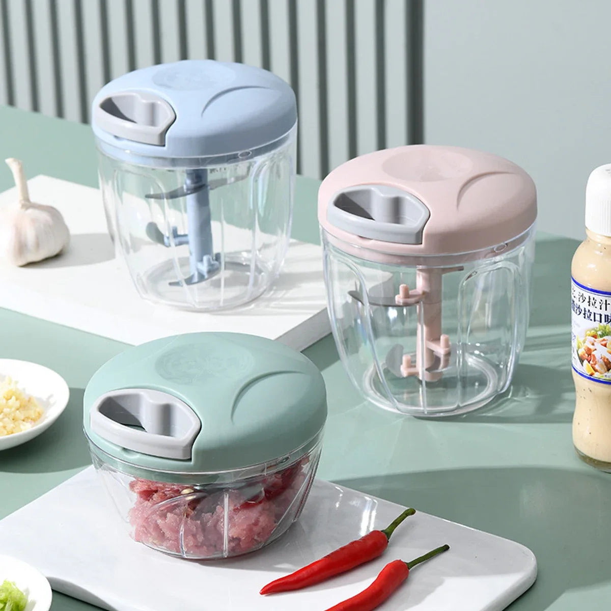 500/900ML Manual Meat Mincer Garlic Chopper