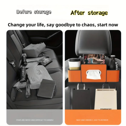 Car Seat Organizer with ABS Box & Tissue Holder