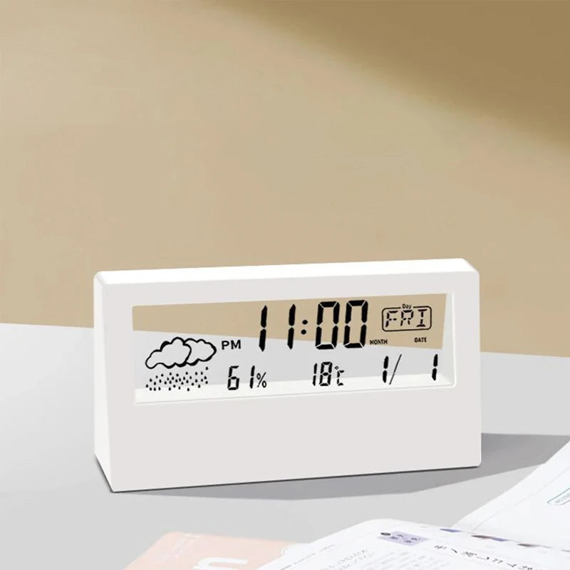 Smart Home Weather Station with Alarm Clock, LED Digital Thermometer