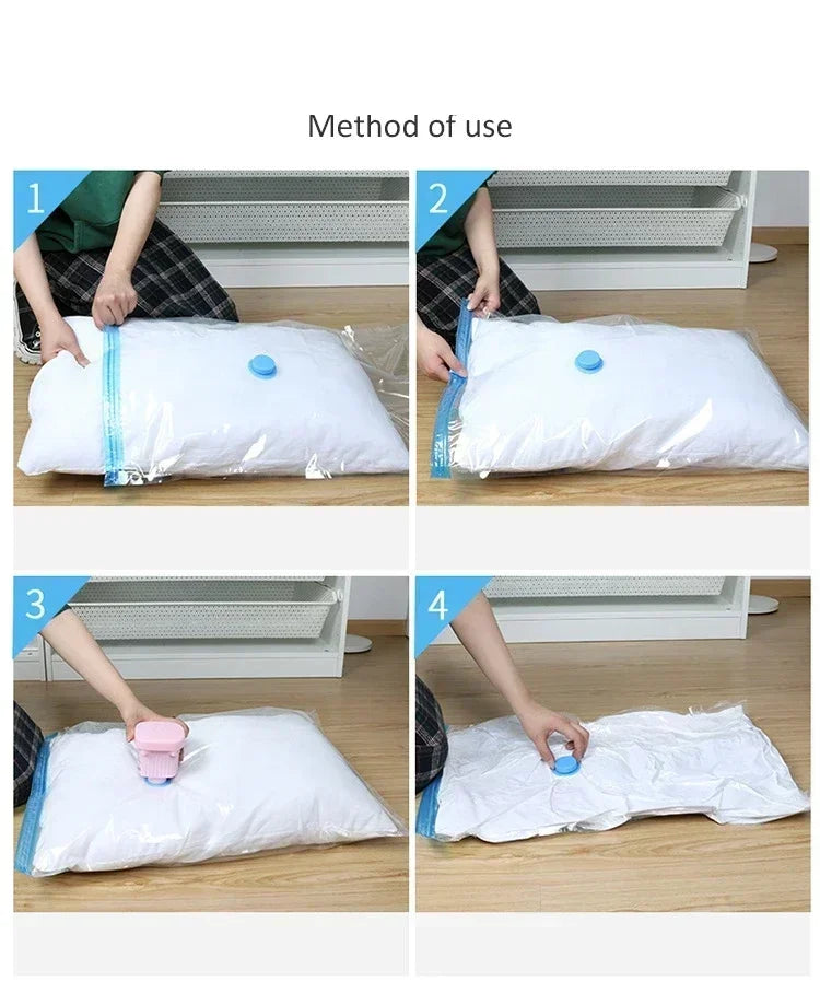6PCS Vacuum Bag With Valve or Pump for Clothes