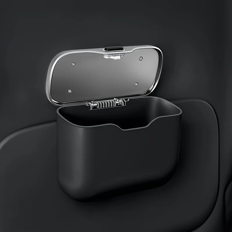 Multifunctional Car Trash Can with Lid Button