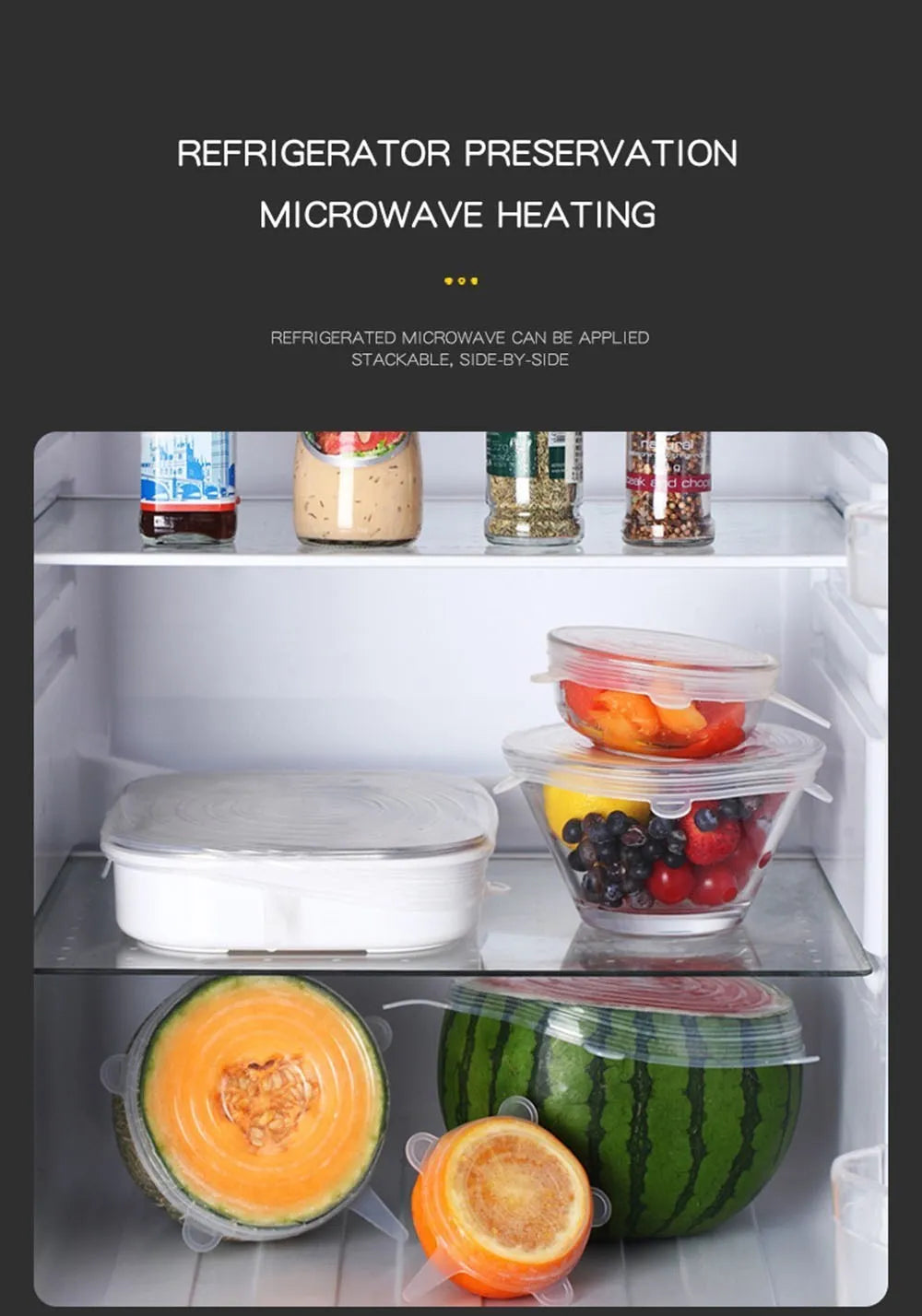 6 Pcs Silicone Cover  Stretch Lids for Kitchen