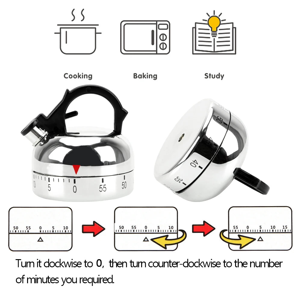Kettle Shape Mechanical Cooking Timer Countdown Alarm