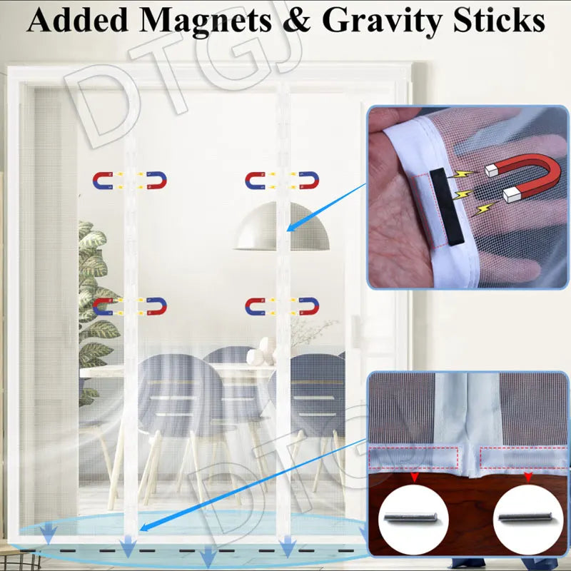 DTGJ Magnetic Door Screen White Mosquito Net