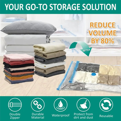 6PCS Vacuum Bag With Valve or Pump for Clothes