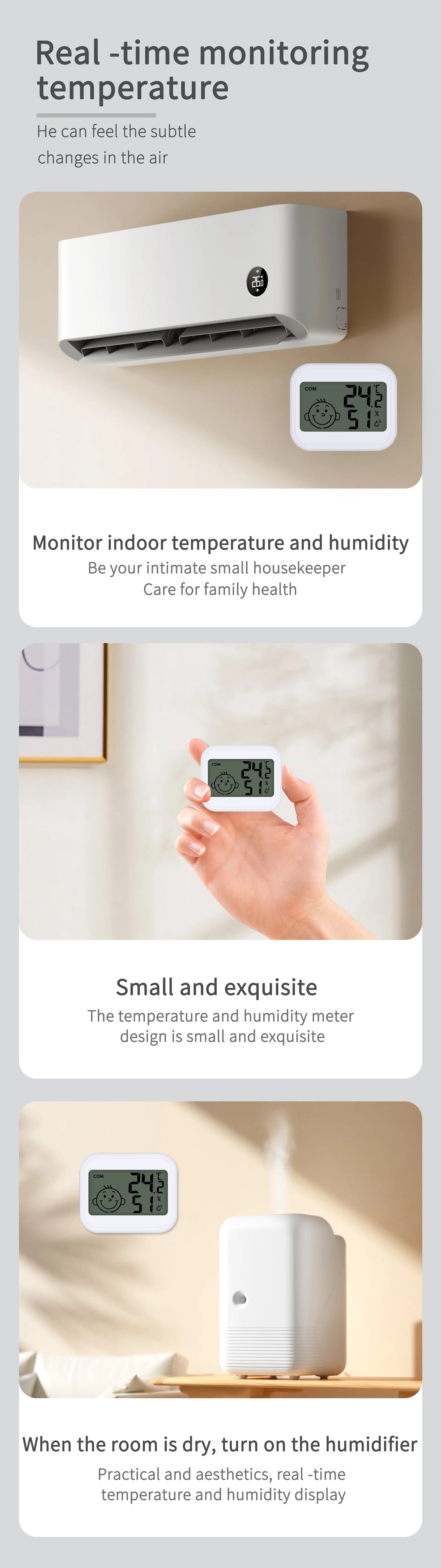 Smart Home Weather Station with Alarm Clock, LED Digital Thermometer