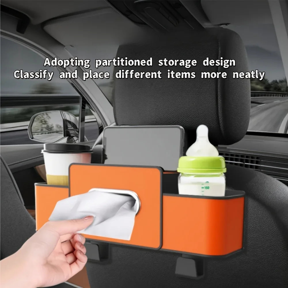 Car Seat Organizer with ABS Box & Tissue Holder