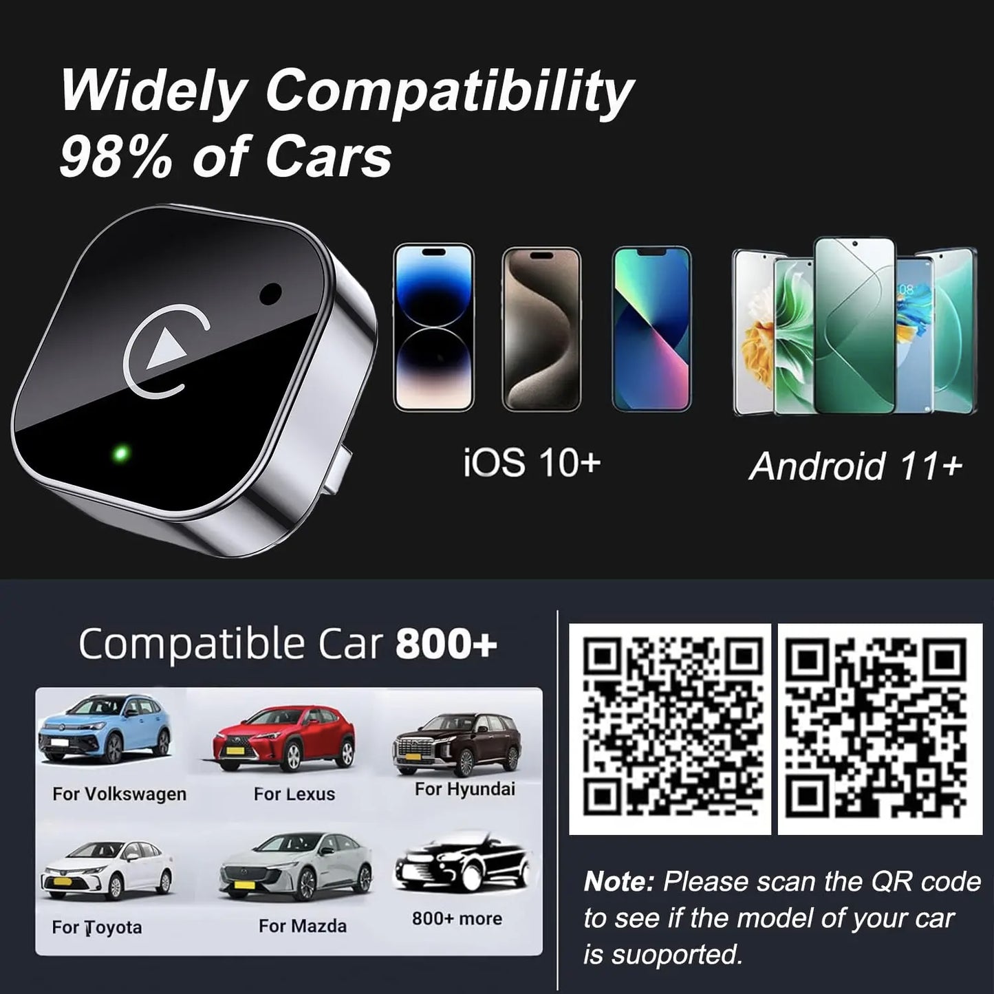 2 in 1 Mini Wireless CarPlay Adapter
