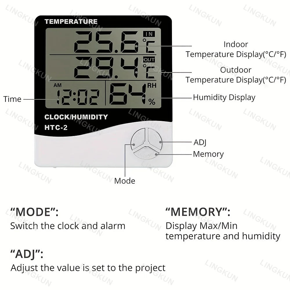 Smart Home Weather Station with Alarm Clock, LED Digital Thermometer