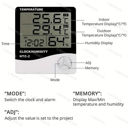 Smart Home Weather Station with Alarm Clock, LED Digital Thermometer