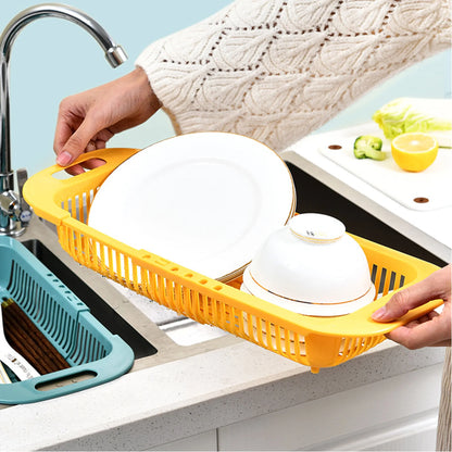 Adjustable Sink Rack Telescopic Drain Rack Vegetable Drain Basket