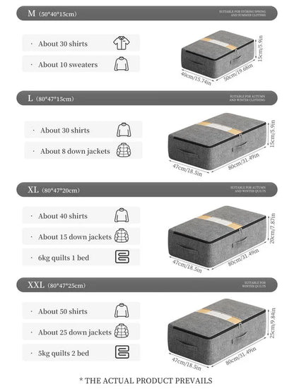 Extra-large capacity underbed clothing storage