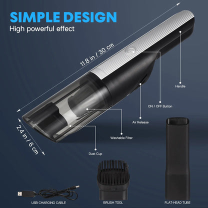 Handheld Car Vacuum Cleaner Rechargeable Cordless