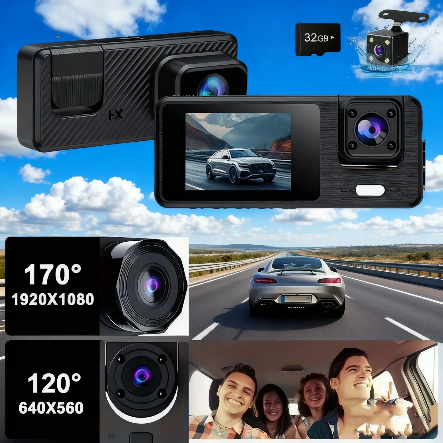 1080P Video Recorder  Car DVR Front Rear View Dash Cam For Car