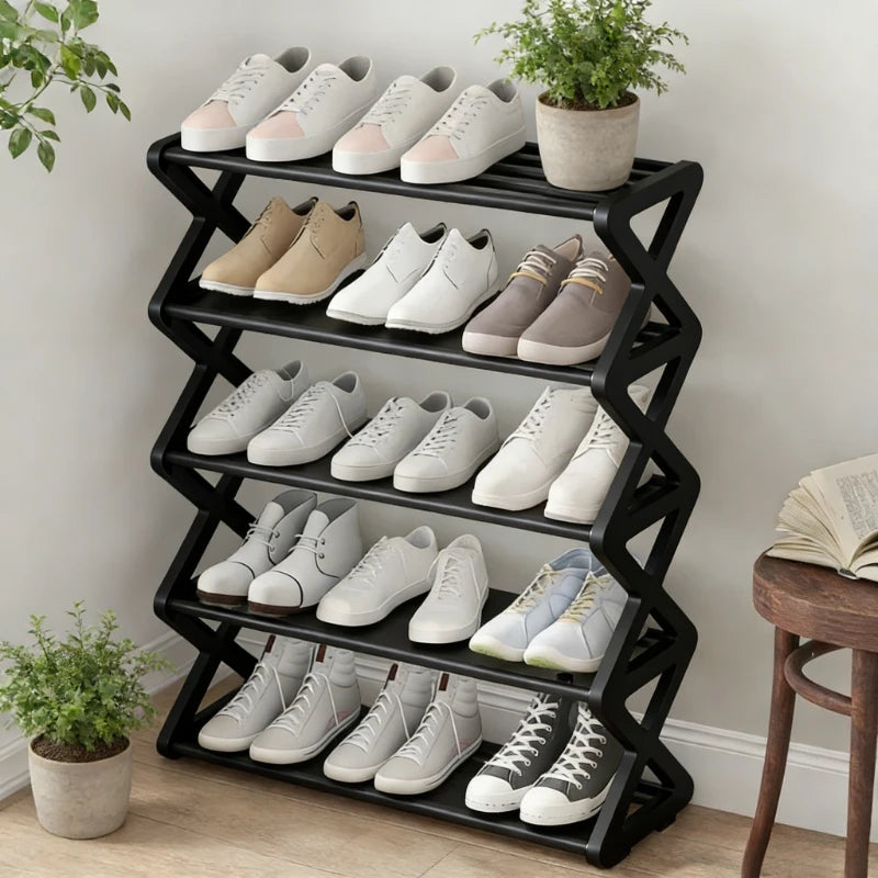 Large Capacity & Easy Assembly Space - Saving Z - Type Shoe Rack