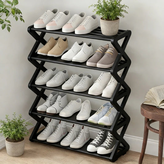 Large Capacity & Easy Assembly Space - Saving Z - Type Shoe Rack